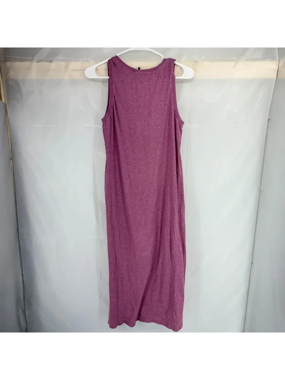 Pact Clothing Women M Tank Midi Dress Pink Purple Sleeveless Side Slit Stretch - Picture 3 of 9